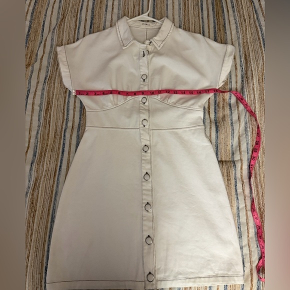 Storia off-White corset Button-Down denim like Dress with contrast stitching - Picture 2 of 8